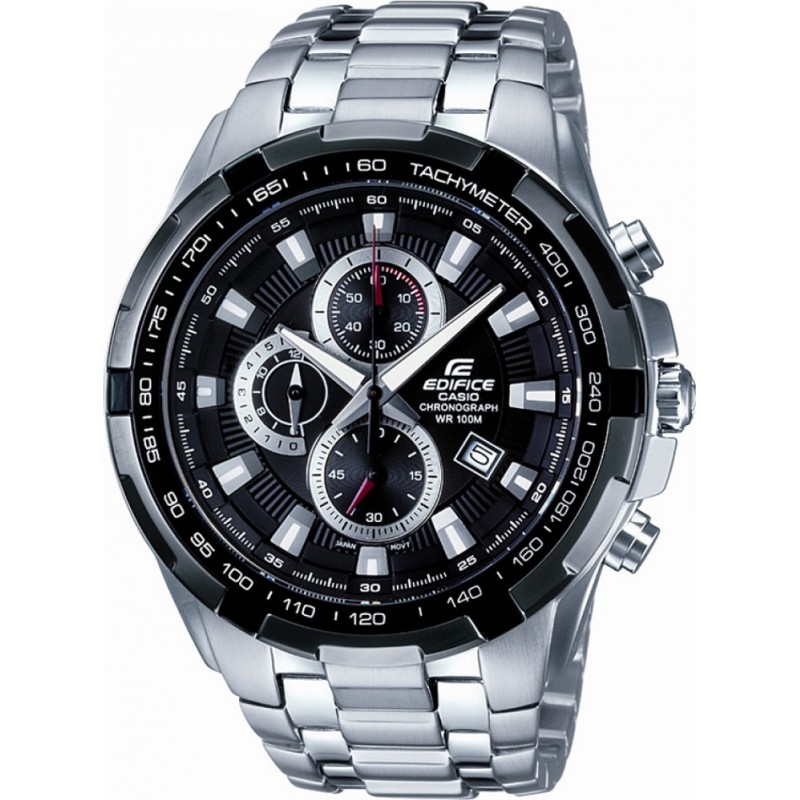 Casio Mens Edifice Black Silver Chronograph Watch