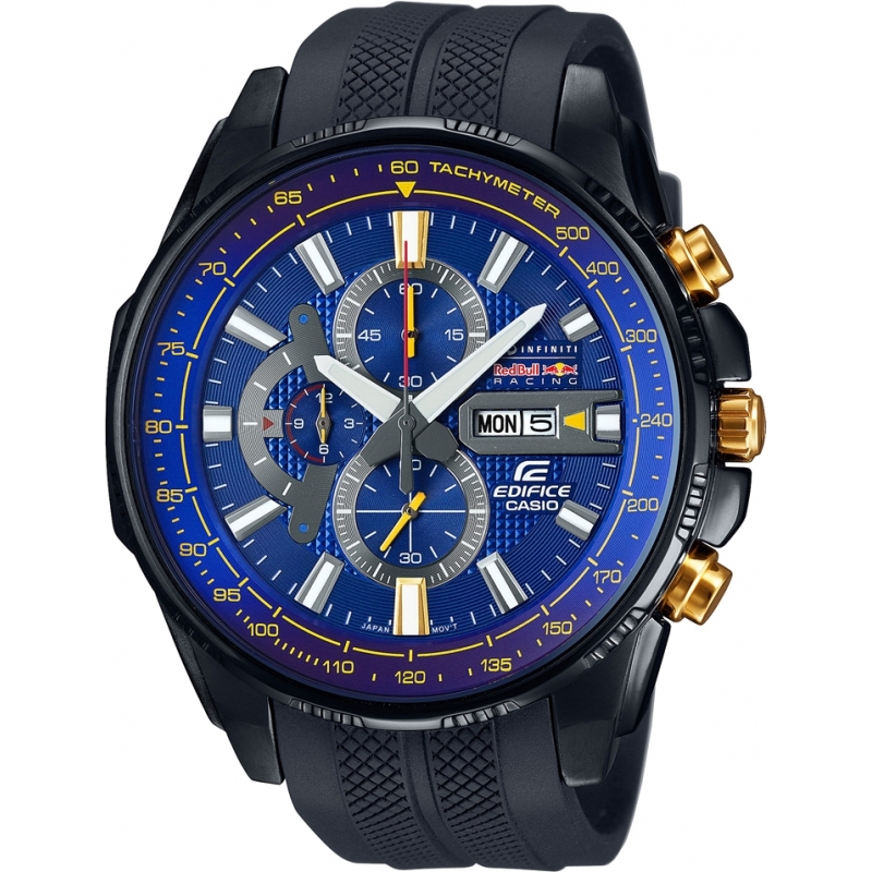 Casio Mens Edifice Red Bull Black Resin Strap Watch