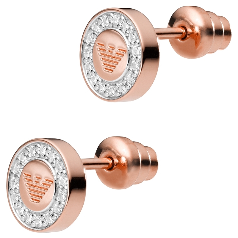 Emporio Armani Ladies Pure Eagle 18ct Rose Gold Plated Stud Earrings