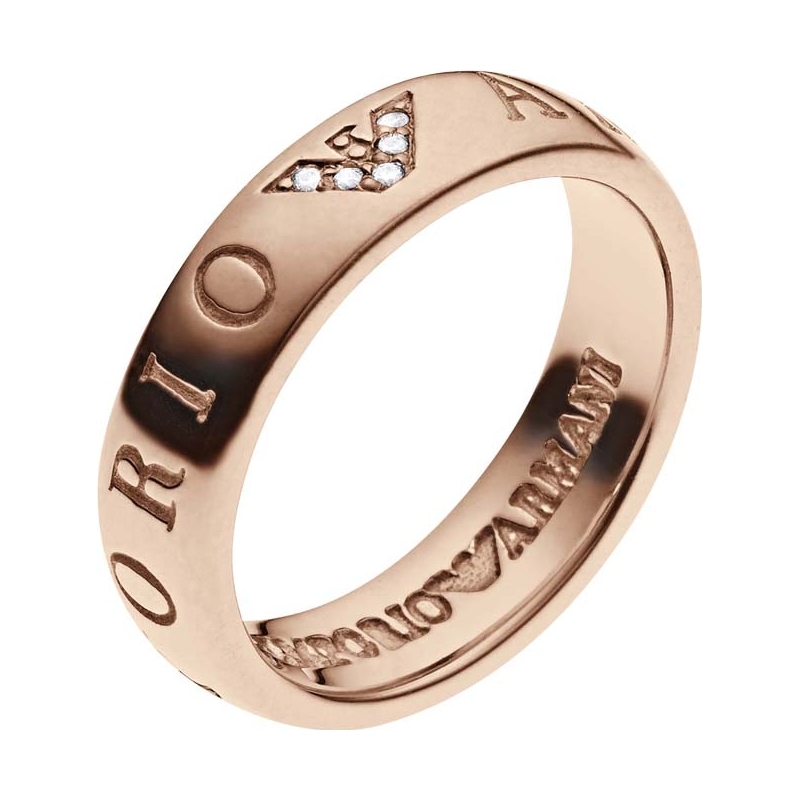 Emporio Armani Ladies Pure Eagle Circle Size M.5 Rose Gold Plated Slim Ring