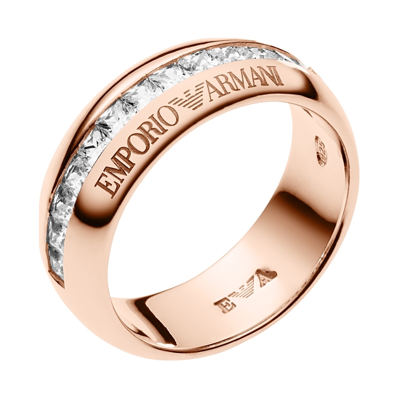 Emporio Armani Ladies Size K Pure Eagle Rose Gold Tone Ring with Crystal Detail