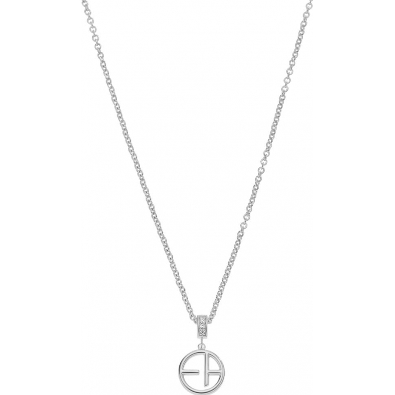 Emporio Armani Ladies Revealed Identity EA Logo Silver Pendat Necklace