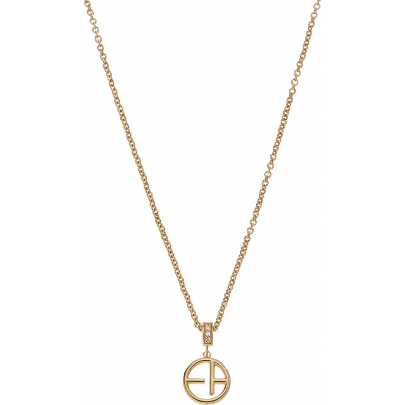 Emporio Armani Ladies Revealed Identity EA Logo Gold Plated Pendat Necklace