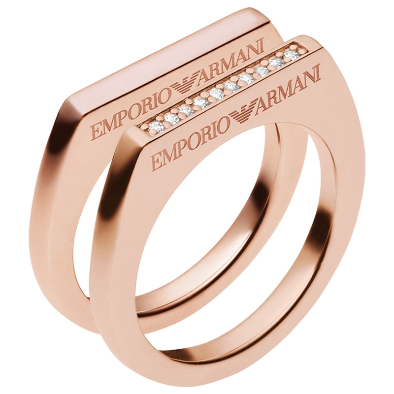 Emporio Armani Ladies Size M .5 Rose Gold Tone Sterling Silver Ring