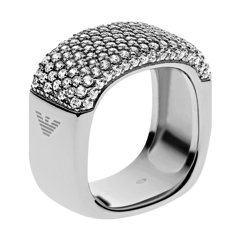 Emporio Armani Ladies Size M .5 Pure Pave Sterling Silver Ring