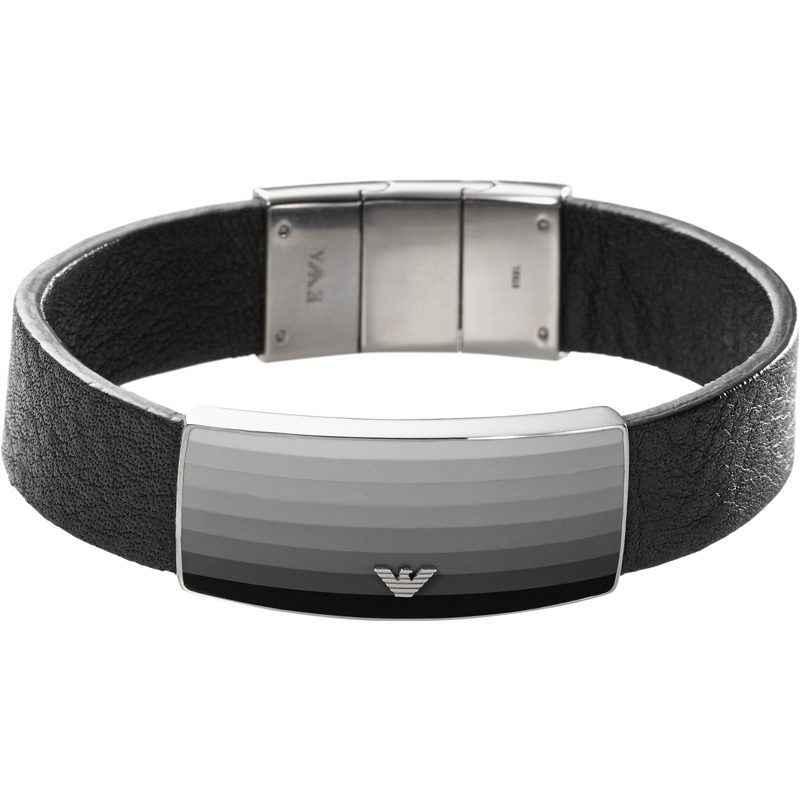Emporio Armani Mens Digital Shadow Steel Grey Epoxy Tag Bracelet