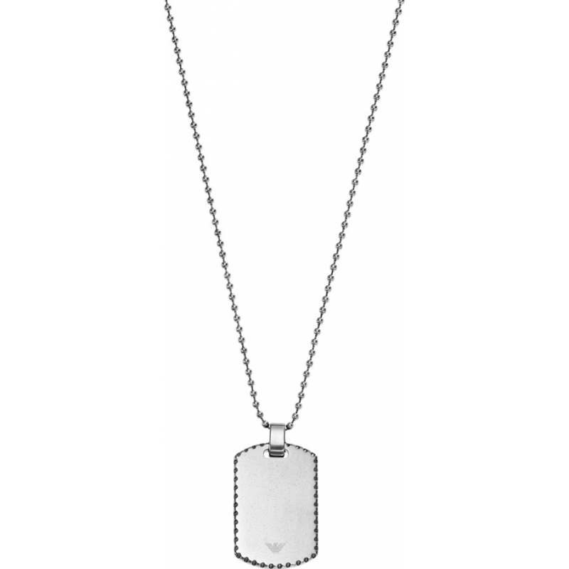 Emporio Armani Mens Touch Steel Dog Tag Pendant Necklace