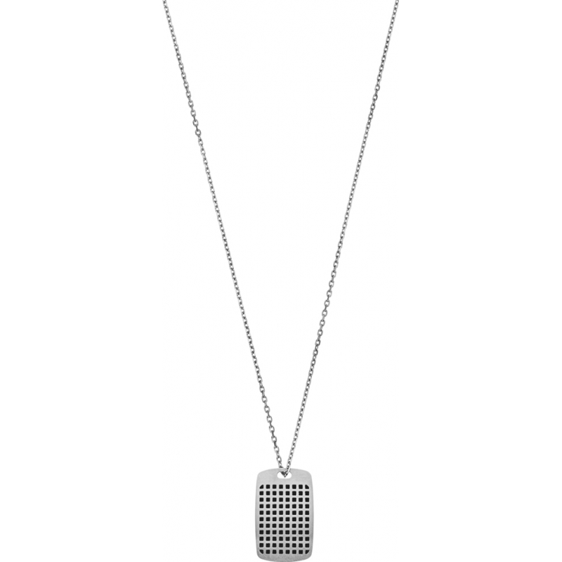 Emporio Armani Mens Off The Grid Silver And Black Steel Necklace