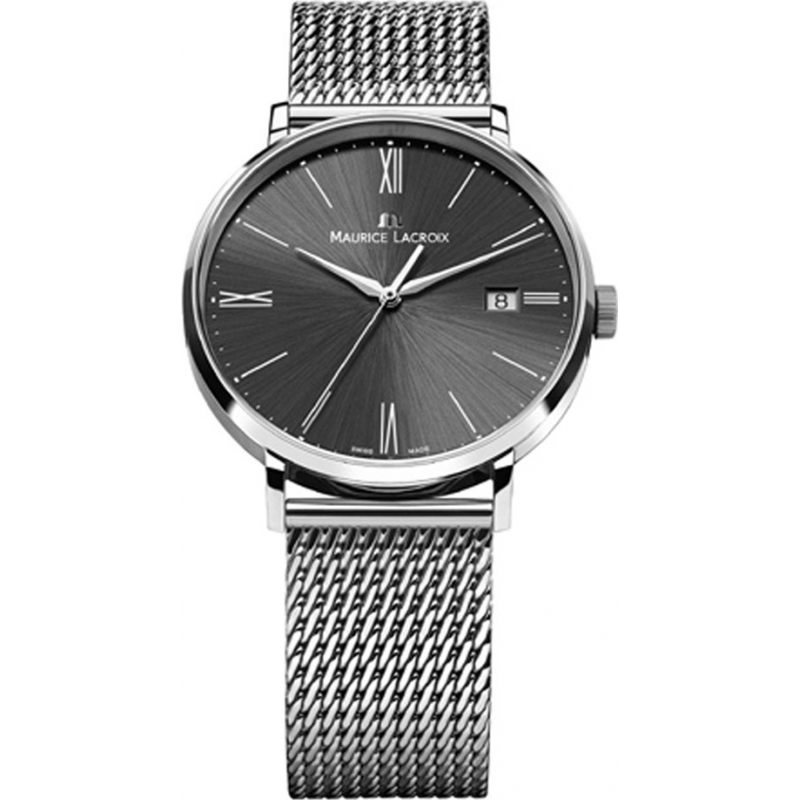 Maurice Lacroix Mens Eliros Black and Silver Mesh Watch