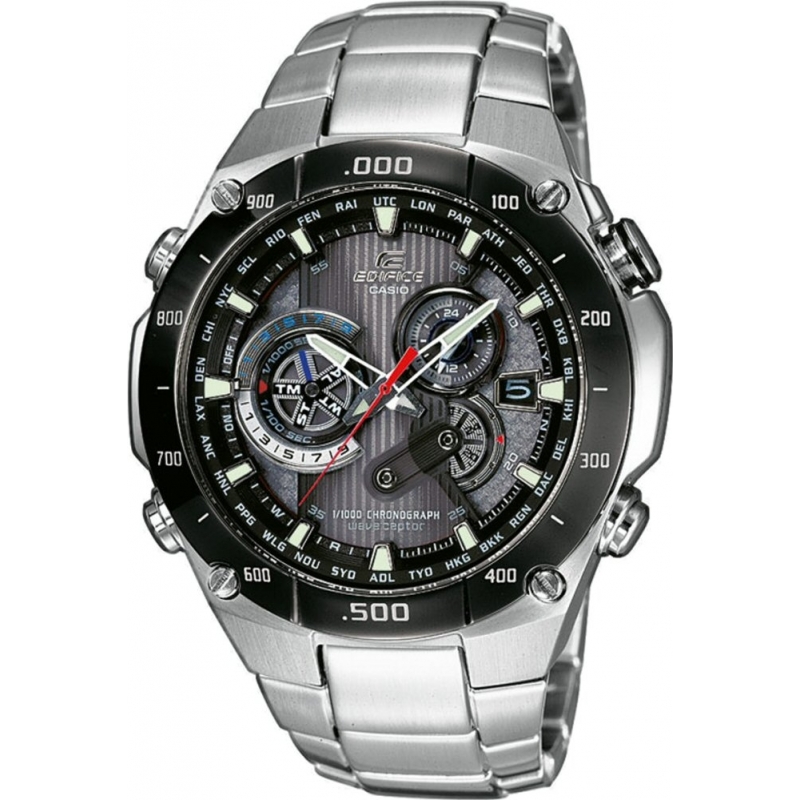 Casio Mens Edifice Wave Ceptor Steel Solar Powered Watch