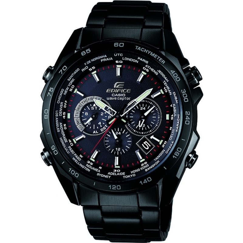 Casio Mens Edifice Wave Ceptor Black Solar Powered Watch