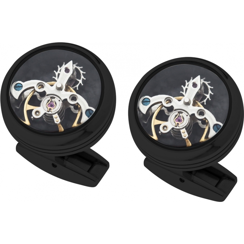 Thomas Earnshaw Mens Tourbillon Black Steel Cufflinks