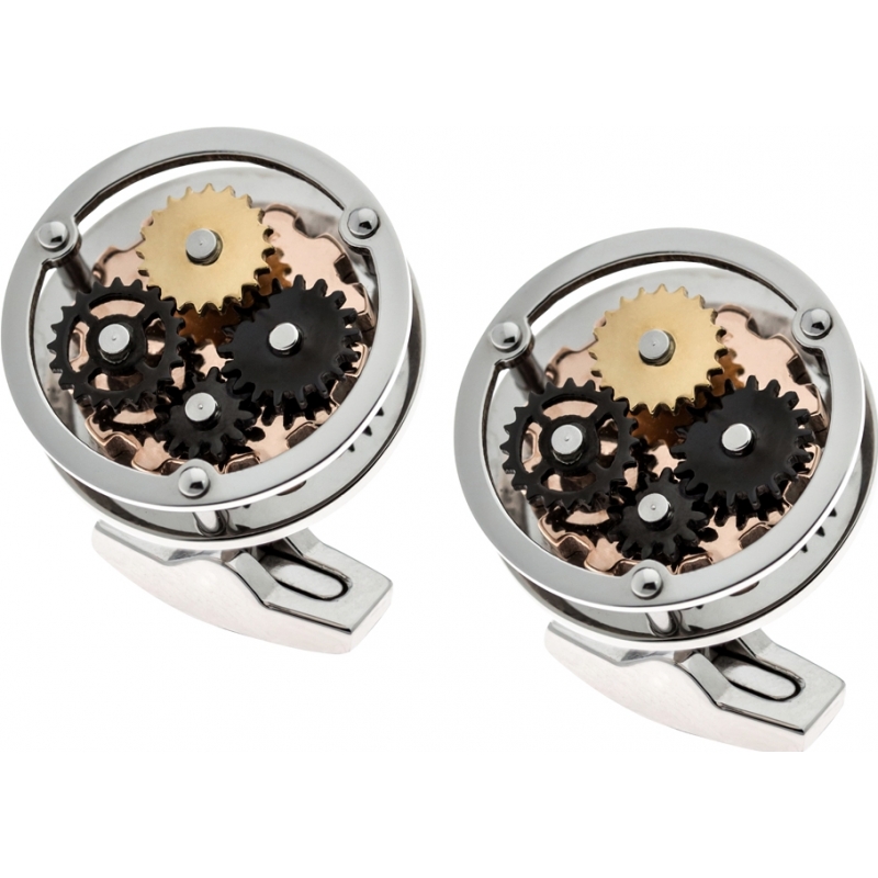 Thomas Earnshaw Mens Gear Steel Cufflinks