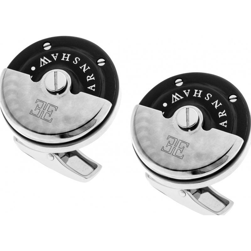 Thomas Earnshaw Mens Rotor Two Tone Steel Cufflinks