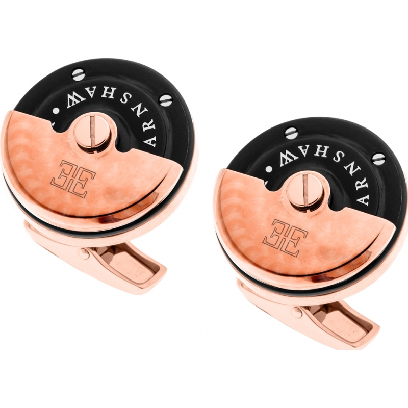 Thomas Earnshaw Mens Rotor Two Tone Rose Gold Plated Cufflinks