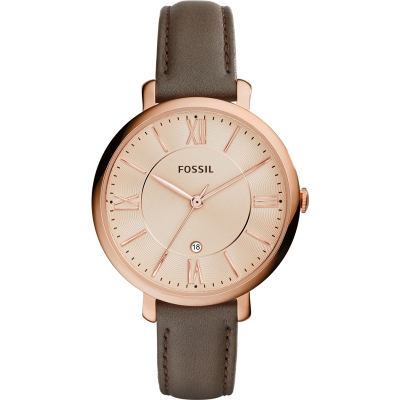 Fossil Ladies Jacqueline Grey Leather Strap Watch