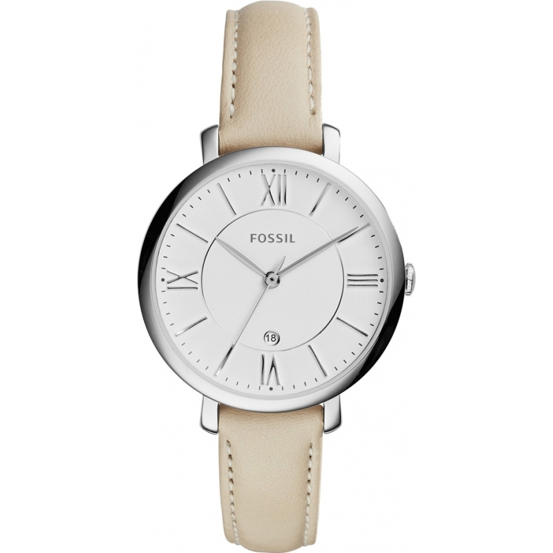 Fossil Ladies Jacqueline Cream Leather Strap Watch