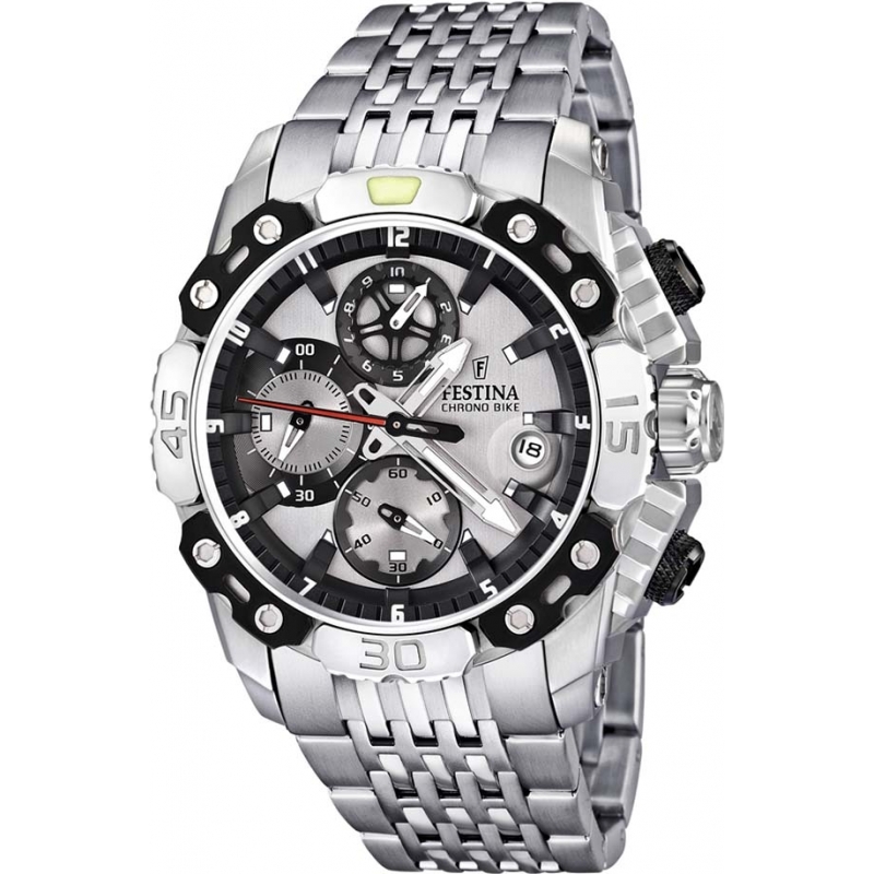 Festina Mens Chrono Bike White Steel Watch