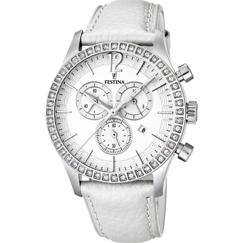 Festina Ladies Chronograph Leather Strap Watch