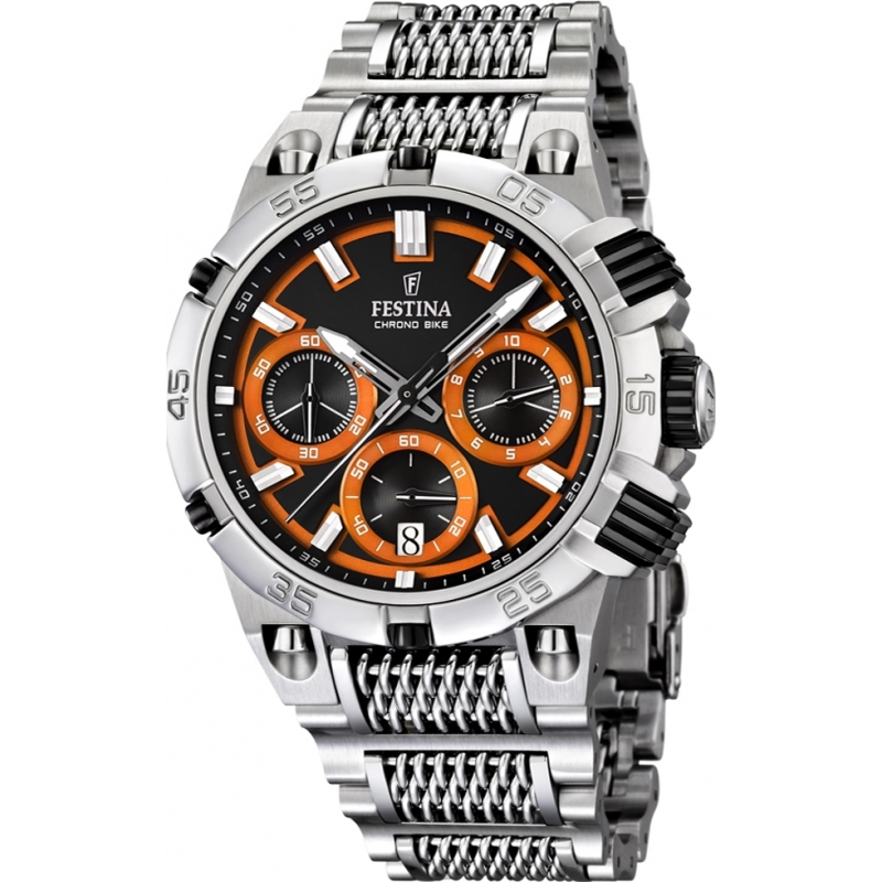 Festina Mens 2014 Chrono Bike Tour De France Orange Silver Watch