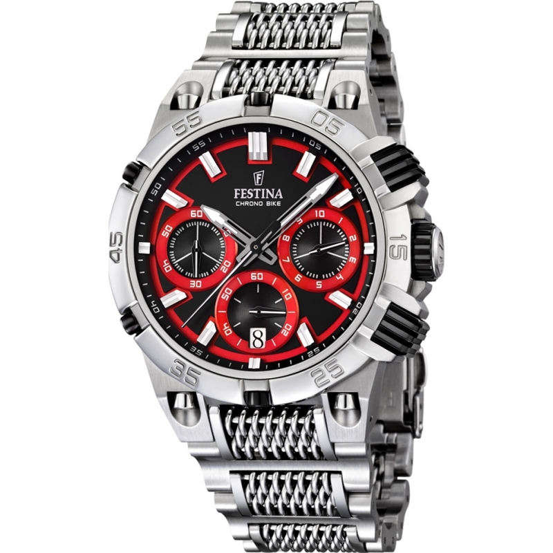 Festina Mens 2014 Chrono Bike Tour De France Red Silver Watch