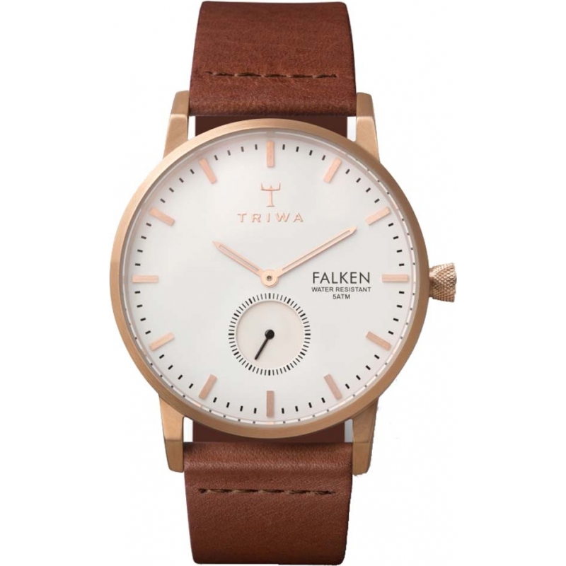 Triwa Rose Falken Brown Leather Strap Watch