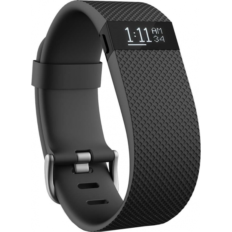 Fitbit Charge HR Black Heart Rate Wireless Activity and Sleep Wristband - Large