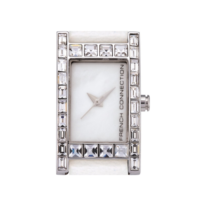 French Connection Ladies Stone Set White Watch