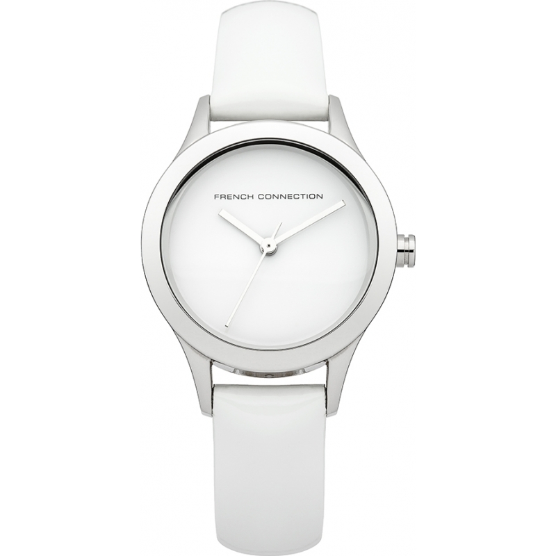 French Connection Ladies All White Leather Strap Watch