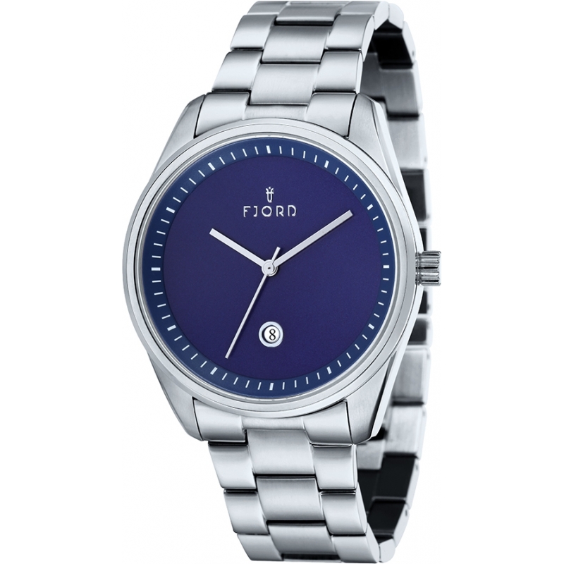 Fjord Mens Dan 3 Hand Blue Silver Watch