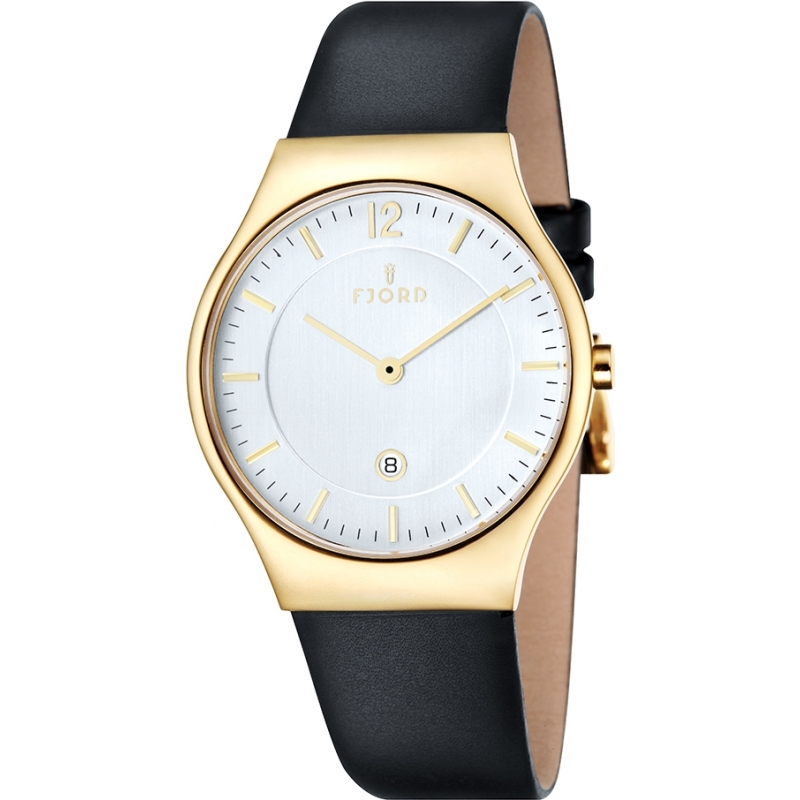 Fjord Mens Olle 2 Hand Gold Black Slim Watch