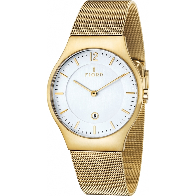 Fjord Mens Olle 2 Hand Gold Mesh Slim Watch