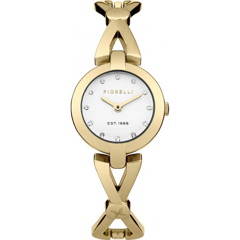 Fiorelli Ladies Gold Plated Cross Over Bangle Watch