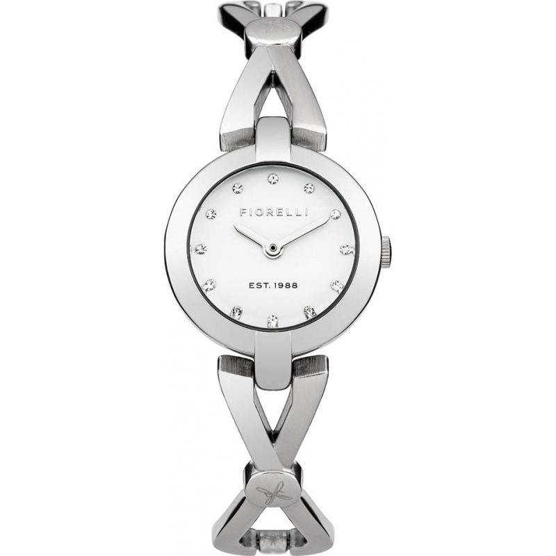 Fiorelli Ladies Silver Cross Over Bangle Watch