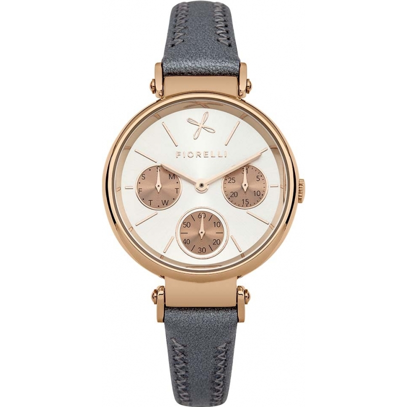 Fiorelli Ladies Grey Leather Strap Chronograph Watch