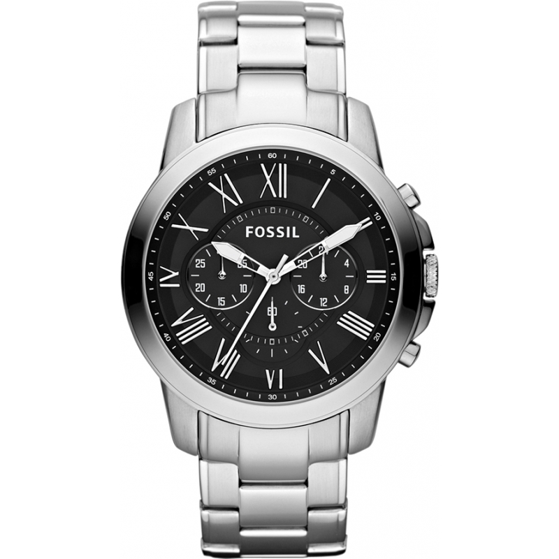 Fossil Mens Grant Black Silver Chronograph Watch