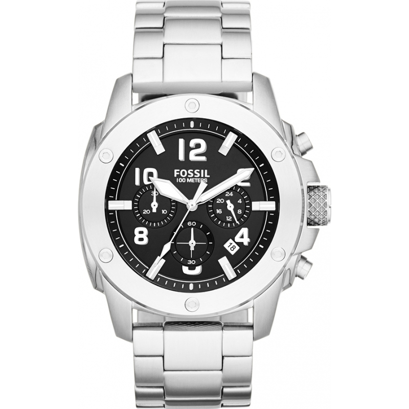 Fossil Mens Modern Machine Chronograph Black Silver Watch