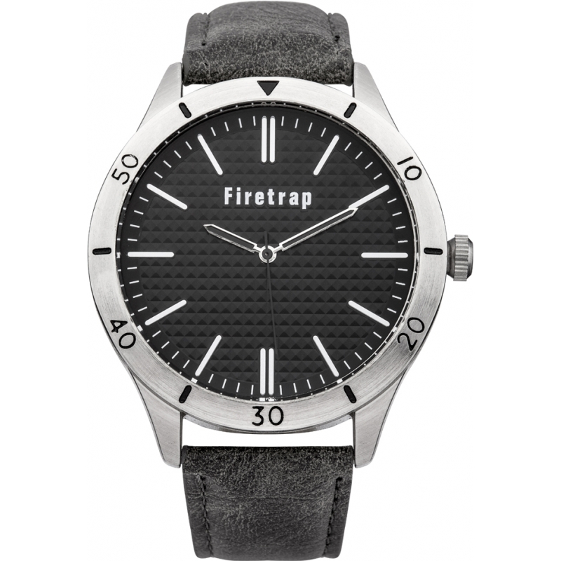 Firetrap Mens Grey Leather Strap Watch