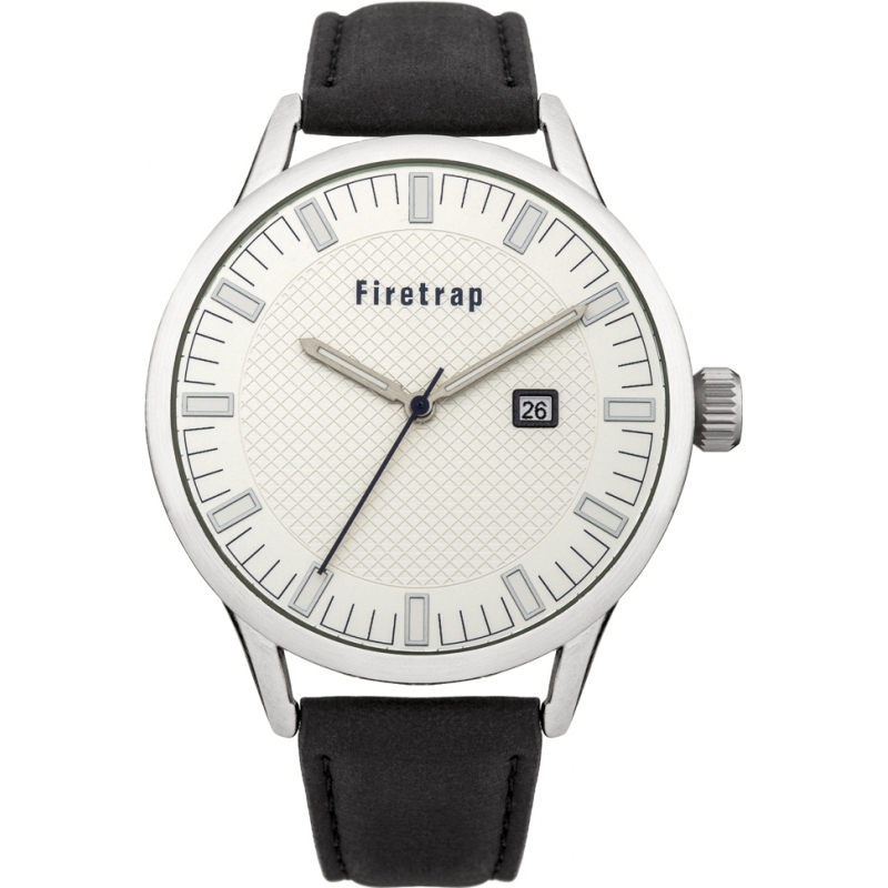 Firetrap Mens Black Leather Strap Watch