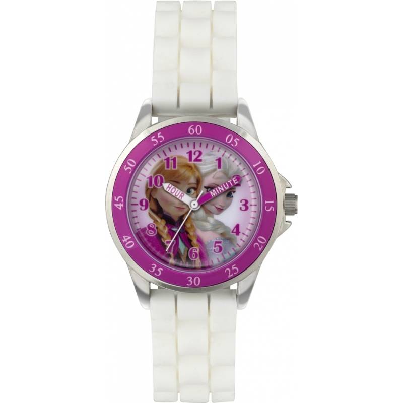 Frozen Girls Anna and Elsa Time Teacher Watch with White Silicone Strap
