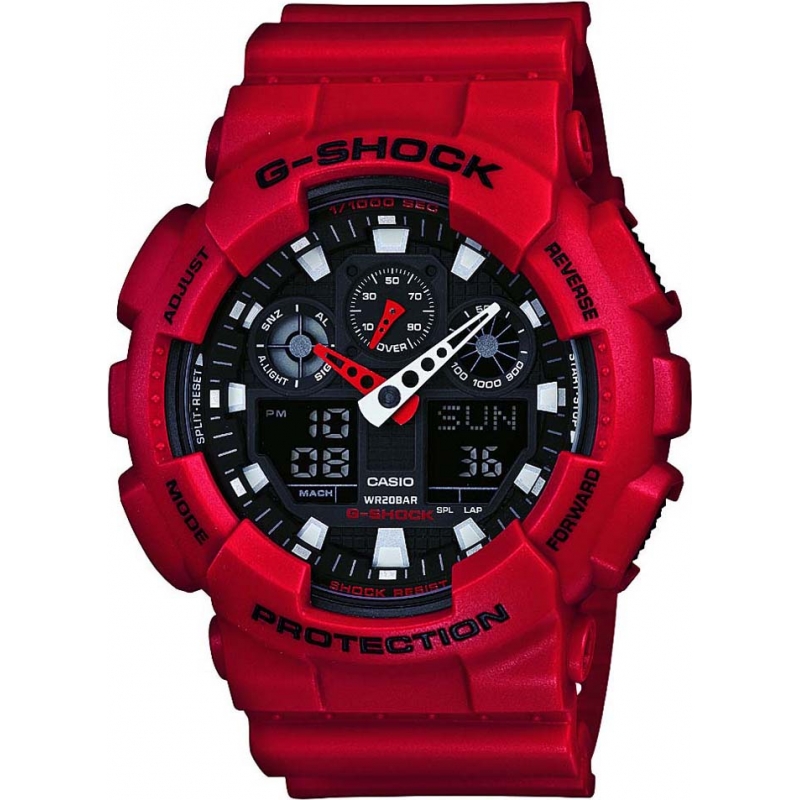 Casio Mens G-Shock World Time Red Resin Strap Watch