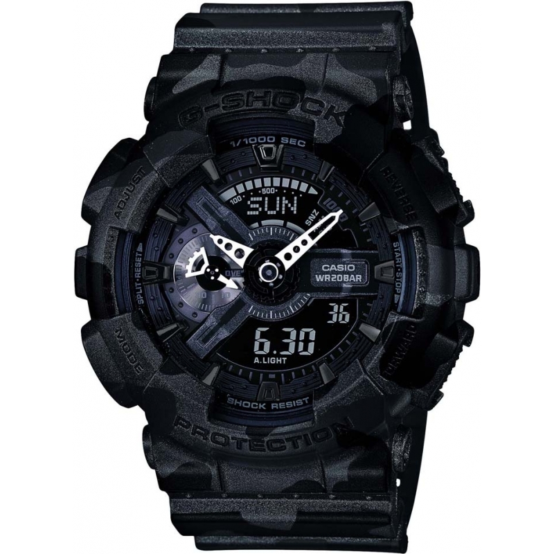 Casio Mens G-Shock Black Camo Resin World Time Combi Watch