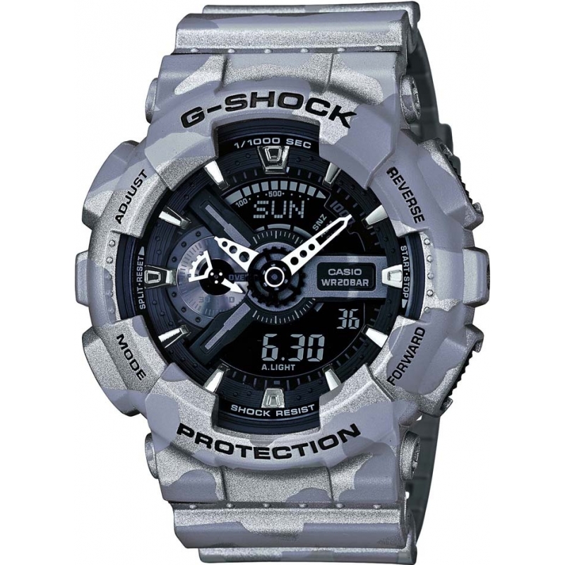 Casio Mens G-Shock Grey Camo Resin World Time Combi Watch