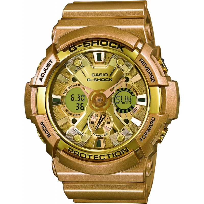 Casio Mens G-Shock World Time Gold Resin Strap Watch