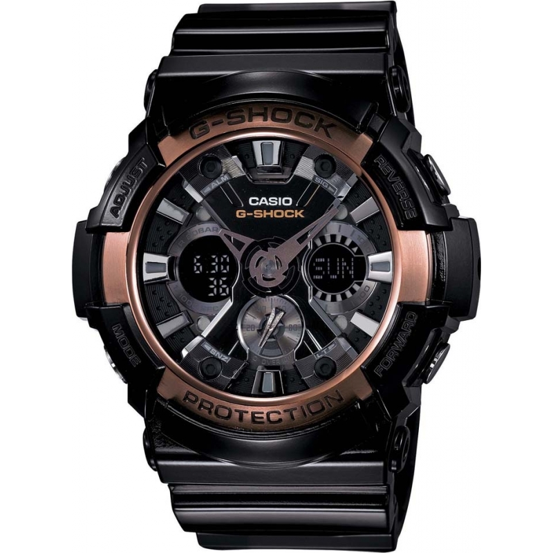Casio Mens G-Shock Black Resin World Time Combi Watch