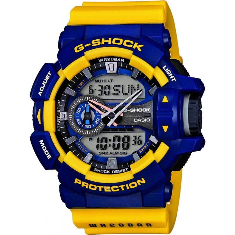 Casio Mens G-Shock Yellow Resin World Time Combi Watch