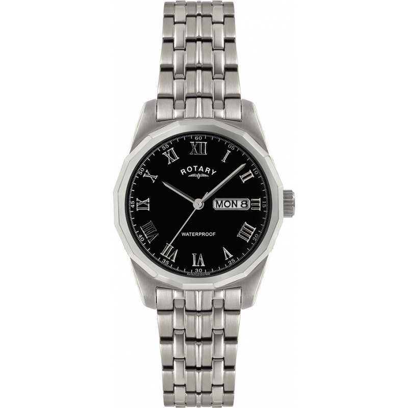 Rotary Mens Timepieces Black Silver Watch