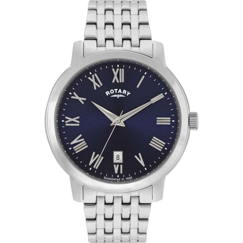 Rotary Mens Timepieces Sloane Silver Steel Bracelet Watch