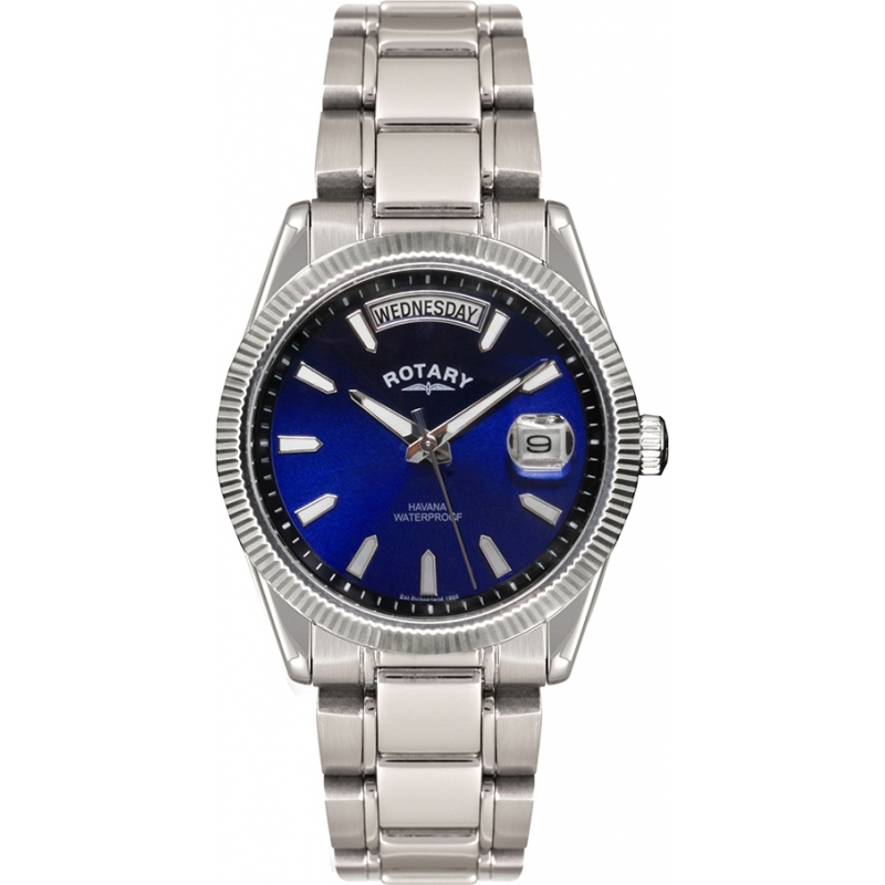 Rotary Mens Timepieces Havana Blue Silver Watch