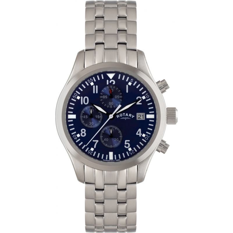 Rotary Mens Timepieces Blue Steel Watch